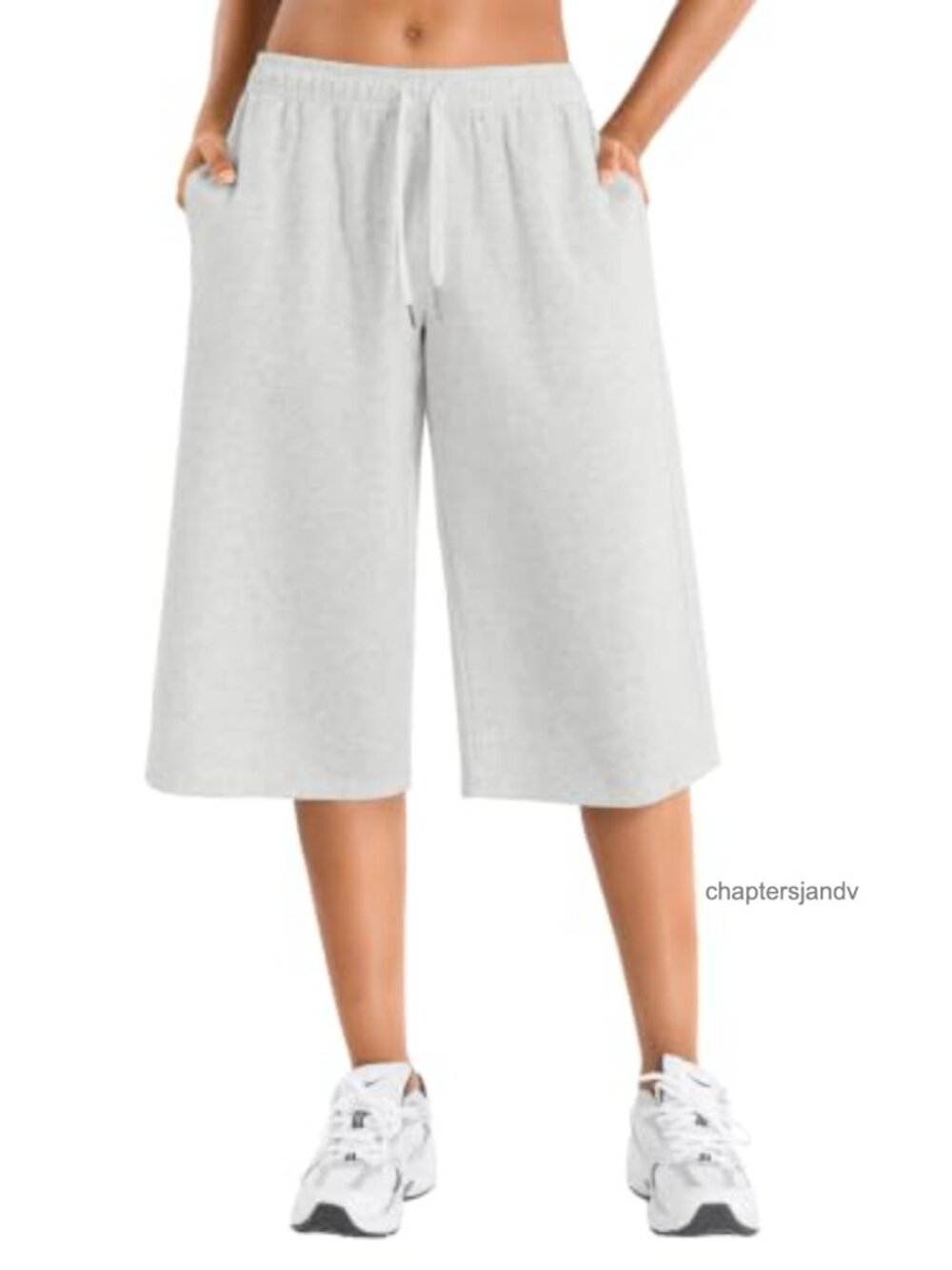 Women's Wide Leg Capri Sweatpants with Pockets Low Rise Pull On